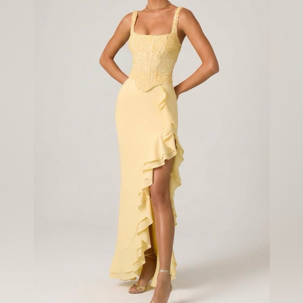 Oh polly Robina embellished ruffle-trim dress corset gown